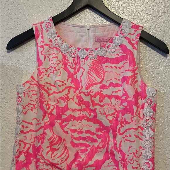 Lilly Pulitzer pink white shell dress size 14 - Picture 2 of 3